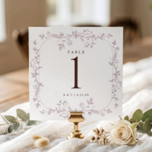 Vintage Blumenstaub-Rosa-Hochzeitstisch-Nummern Einladung
