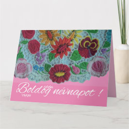 Vintage Blumenstickerei aus Südungarn Karte