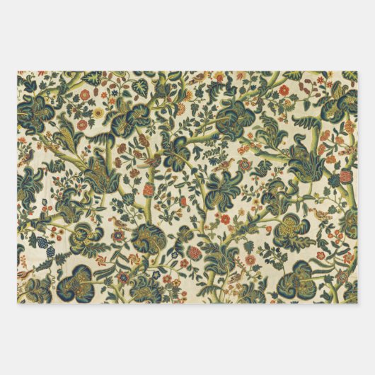 Vintage Blumenstickerei Geschenkpapier Set (Vorderseite 2)