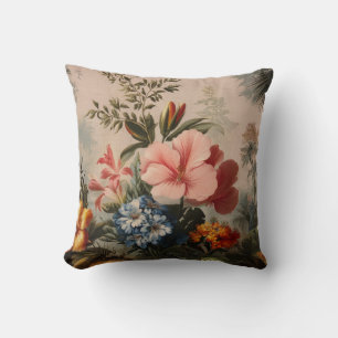 Vintage-Blumenstilleben mit tropischen Blumen Kissen