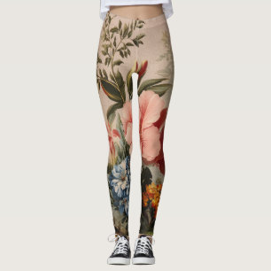 Vintage-Blumenstilleben mit tropischen Blumen Leggings