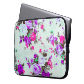 Vintage Blumenstoffe, Farbstoff Retro Laptopschutzhülle (Vorderseite Links)