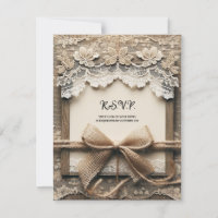 Vintage Blumenstrasse Burlap Rustic Wedding RSVP