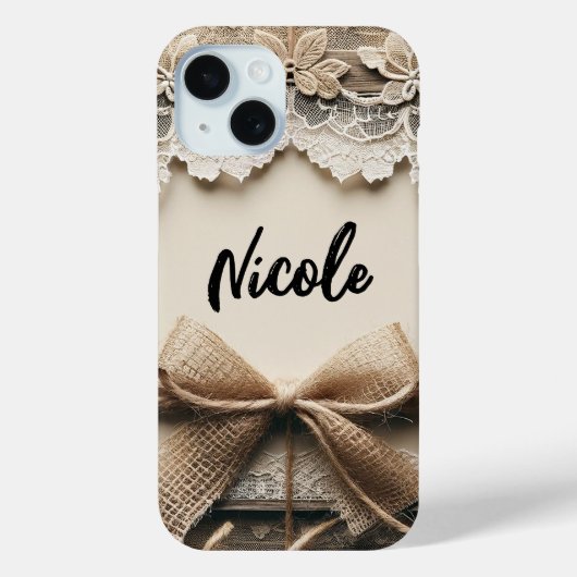 Vintage Blumenstrasse Burlap Rustikale Hochzeit Case-Mate iPhone Hülle (Rückseite)