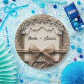 Vintage Blumenstrasse Burlap Rustikale Hochzeit Pappteller (Party)