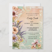 Vintage Blumenstrasse Elegantes Romantisches Braut Einladung (Vorderseite)