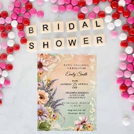 Vintage Blumenstrasse Elegantes Romantisches Braut Einladung