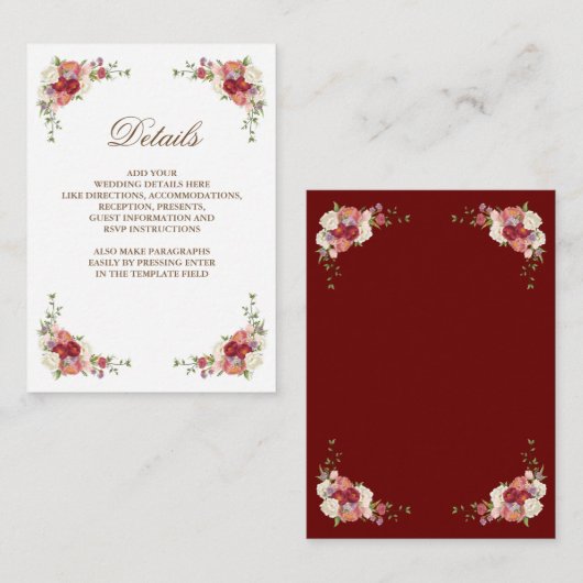 Vintage Blumenstrauß an der Grenze Begleitkarte (Vorne/Hinten)