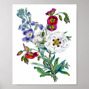Vintage-Blumenstrauß-Aquarell Poster