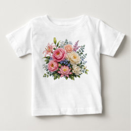 Vintage-Blumenstrauß-Botanische-Kunst-T-Shirt & Ge Baby T-shirt