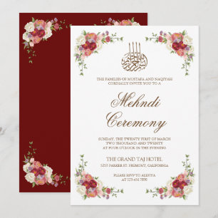 Vintage-Blumenstrauß-Grenze Islamische Mehndi Einladung