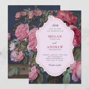 Vintage-Blumenstrauß Kunst Hochzeit Einladung