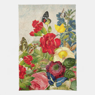 Vintage-Blumenstrauß mit Schmetterlingen Handtuch