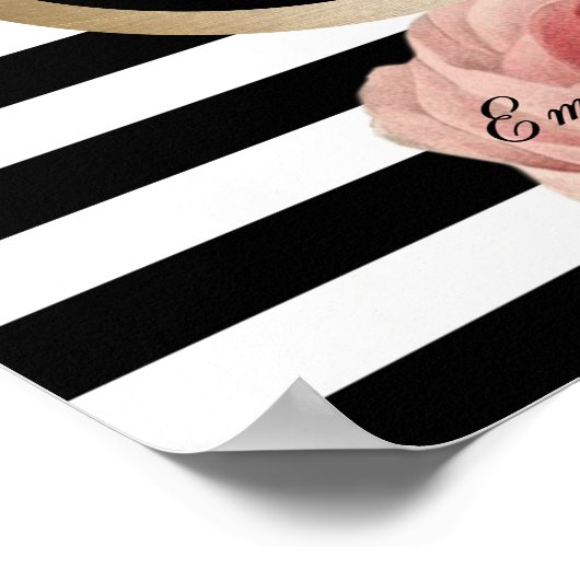 Vintage Blumenstrauß und Comb Streifen Poster (Ecke)