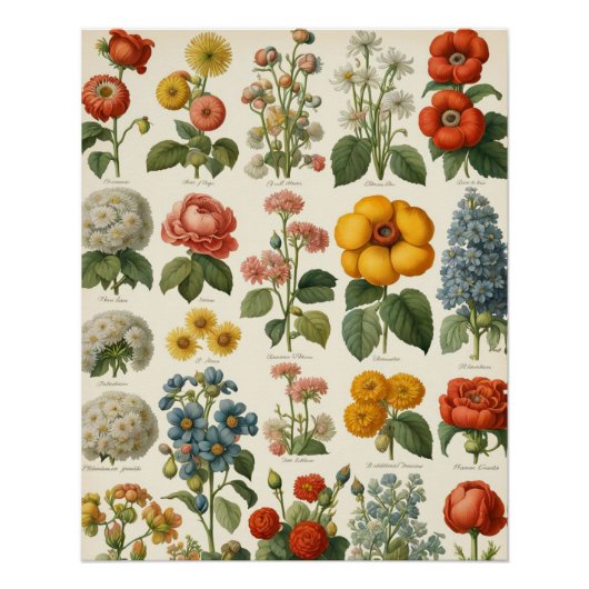 Vintage Blumensträuße Blumen Poster (Vorderseite)