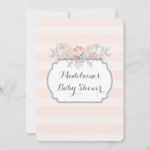 Vintage Blumenstreifen Babydusche Einladungen (Vorderseite)