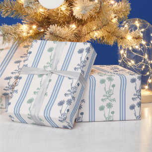 Vintage Blumenstreifen Landhaus Muster Geschenkpapier