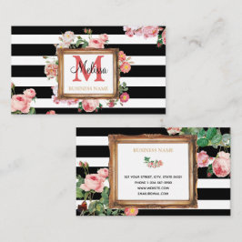 Vintage Blumenstreifen Makeup Artist Schönheitssal Visitenkarte