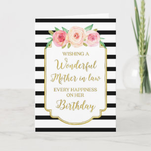 Vintage Blumenstreifen Mutter im Gesetz Geburtstag Karte