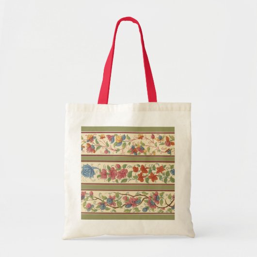 Vintage Blumenstreifen Tragetasche (Vorne)