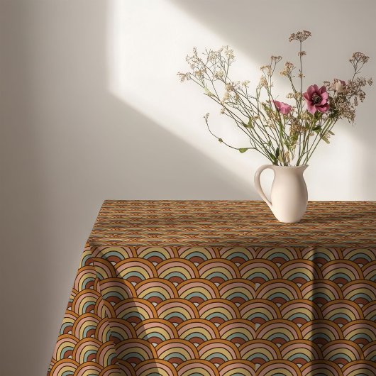 Vintage-Blumentischdecke Rostorange Wirbel Tischdecke