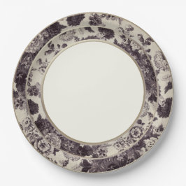 Vintage BlumenToile feine China Sepia-Browns Pappteller