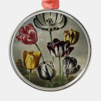Vintage Blumentulpe-Malerei Silbernes Ornament