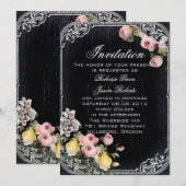 Vintage Blumentypografie Chalkboard Hochzeit Einladung (Vorne/Hinten)