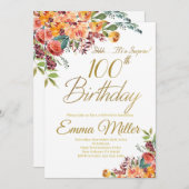Vintage Blumenüberraschung 100. Geburtstagsparty Einladung (Vorne/Hinten)