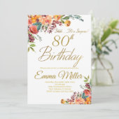 Vintage Blumenüberraschung 80. Geburtstagsparty Einladung (Stehend Vorderseite)