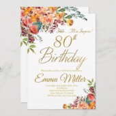 Vintage Blumenüberraschung 80. Geburtstagsparty Einladung (Vorne/Hinten)