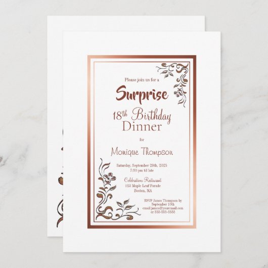 Vintage Blumenüberraschung zum 18. Geburtstag Einladung (Vorne/Hinten)