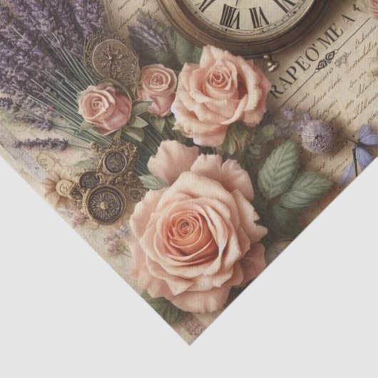 Vintage Blumenüberwachung und Schmetterlingsbilder Seidenpapier (Ausschnitt)