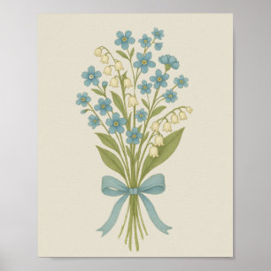 Vintage Blumenvase auf Pergament Botanische Kunst Poster