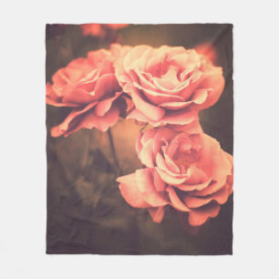 Vintage Blumenvintage, Blume, Rose, antike Villa Fleecedecke