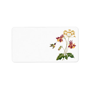 Vintage Blumenvogel Botanischer Garten mit Kolibri Adressaufkleber
