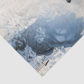 Vintage Blumenvögel Navy Blauer Antike Decoupage Seidenpapier (Ausschnitt)