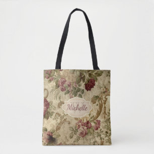 Vintage Blumenweinrose Monogramm & Name Tasche