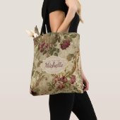 Vintage Blumenweinrose Monogramm & Name Tasche (Von Nahem)