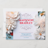 Vintage Blumenweiße Blume Geblüht Hochzeit Einladung (Vorderseite)