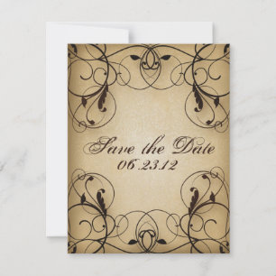 Vintage Blumenwirbel - Save-the-Date-Karte Save The Date
