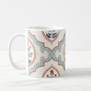Vintage Blumenzweige, indischer Stoff. Kaffeetasse
