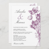 Vintage Blumenzwiebeleinladung / Weiß Einladung (Vorne/Hinten)