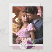 Vintage Blumenzwiebeln Rose & Dusty Mauve Foto Hoc Einladung (Rückseite)