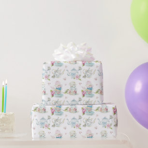 Vintage Blumeteeparty viktorianisches Wasserfarbmu Geschenkpapier