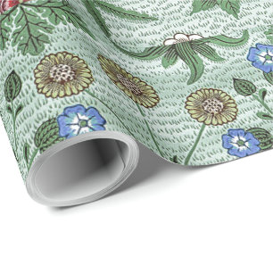 Vintage Blumig Pink Blau William Morris Gänseblümc Geschenkpapier