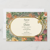 Vintage Blumige Art Nouveau Hochzeit Save The Date (Vorderseite)