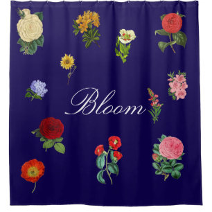 Vintage Blumige Blütenpracht Blaue Große Rosengart Duschvorhang