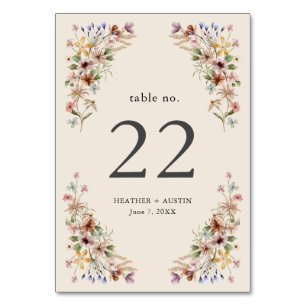 Vintage Blumige Boho Tischkarten Tischnummer