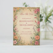 Vintage Blumige Botanik Save The Date (Stehend Vorderseite)